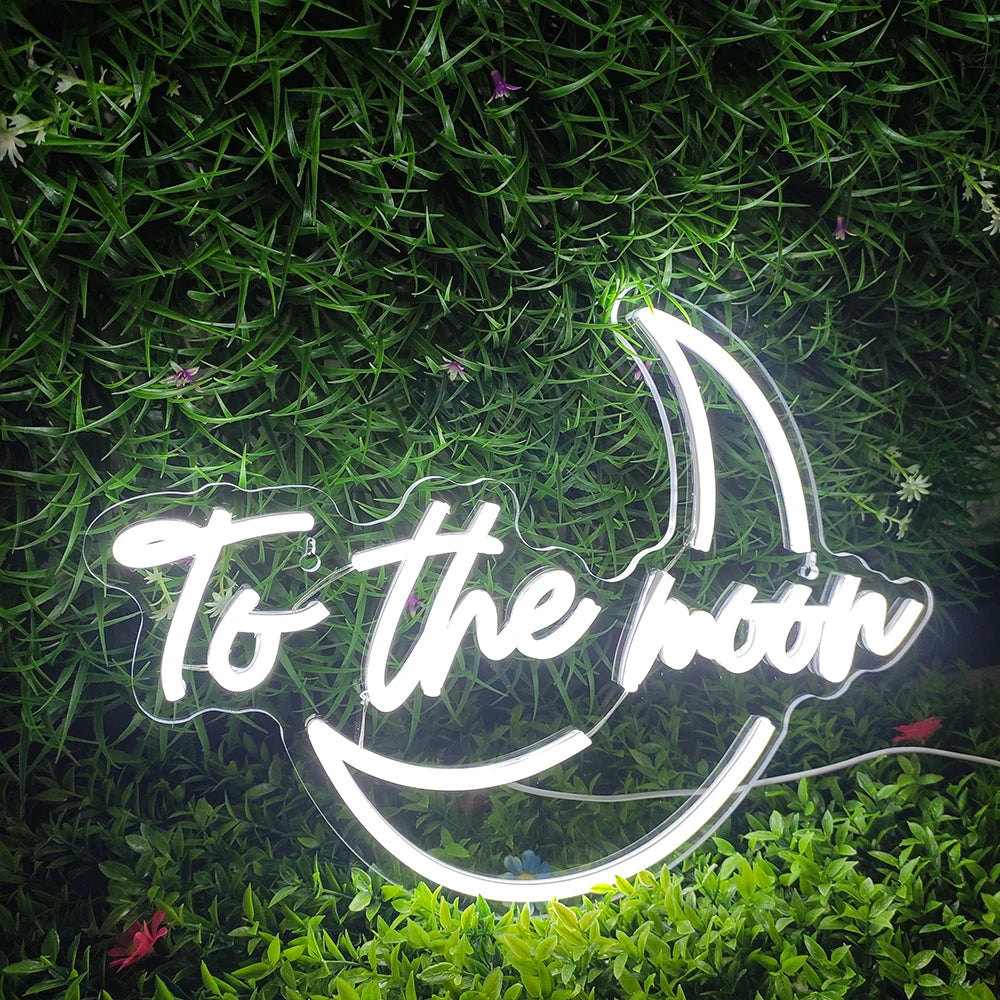 To the moon – Maansikkel – LED-neonbord (5 V USB)