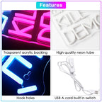Eat Pie Kill Demons 5V USB LED Neon Sign - Budget Friendly