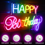 Led Happy Birthday Colour 5V USB LED Neon Sign - Budget Friendly
