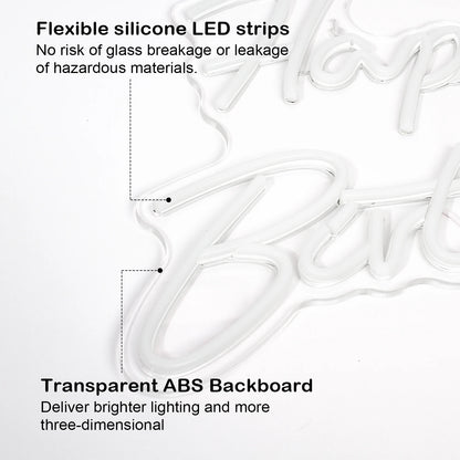 Happy Birthday 5V USB LED Neon Sign - Budget Friendly