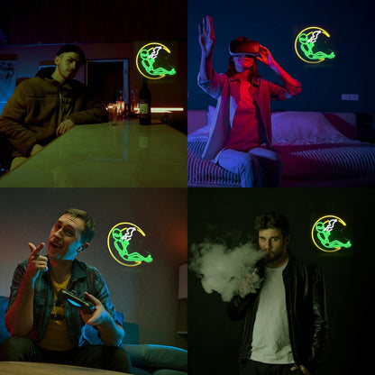 Moon Smoking Alien 5V USB LED Neon Sign - Budget Friendly