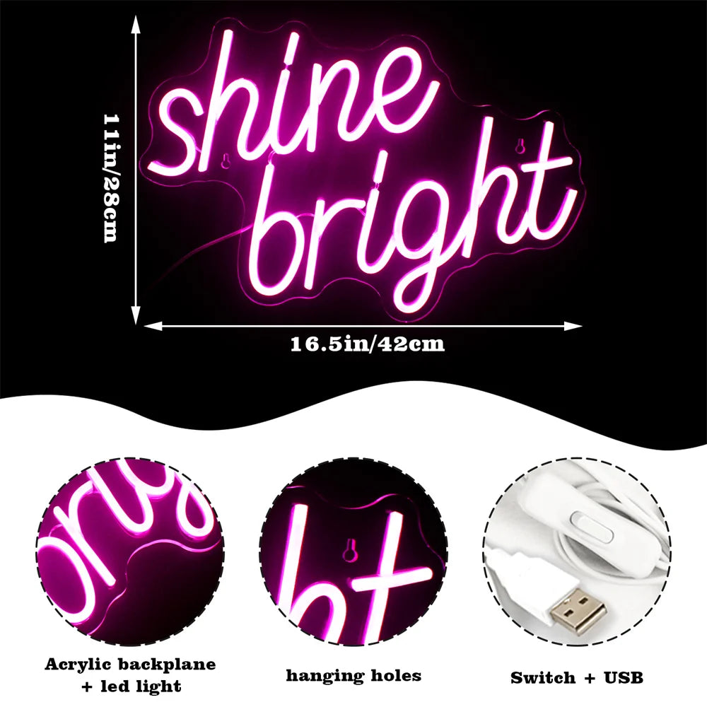 Shine Bright – LED-neonbord (5 V USB)