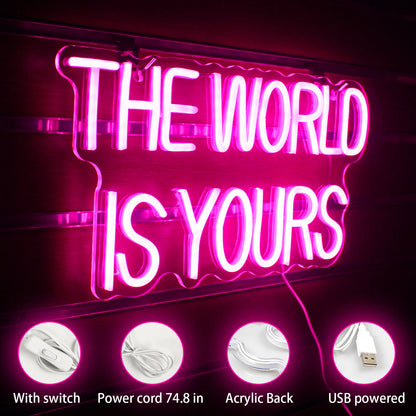 The World Is Yours 5V Mini USB LED Neon Sign - Budget Friendly
