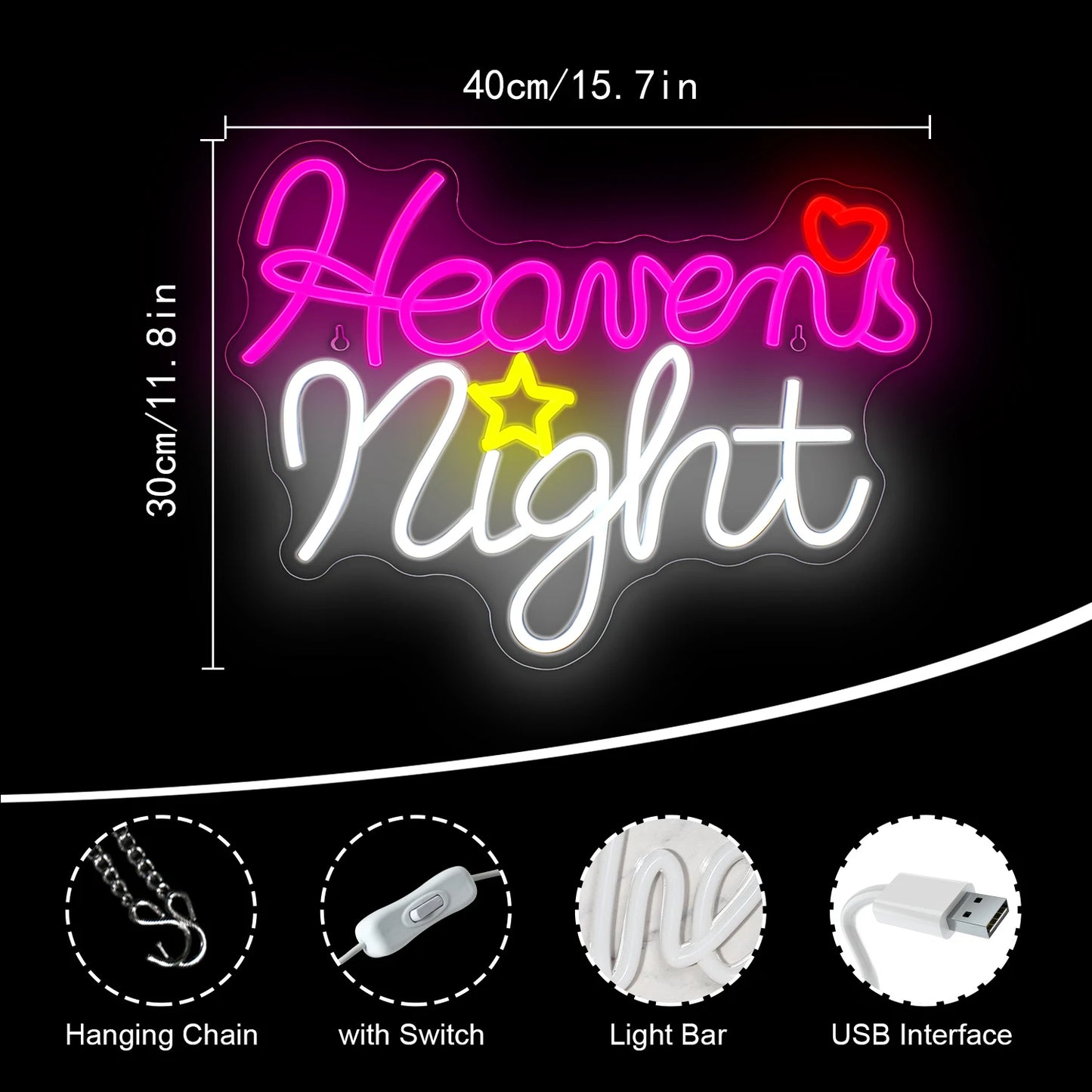 Heavens Night 5V USB LED Neon Sign - Budget Friendly