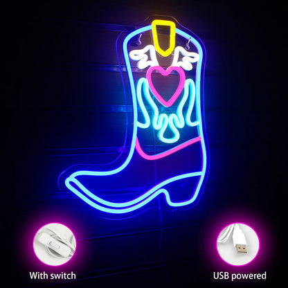 Cowboy Boot 5V USB LED Neon Sign - Budget Friendly