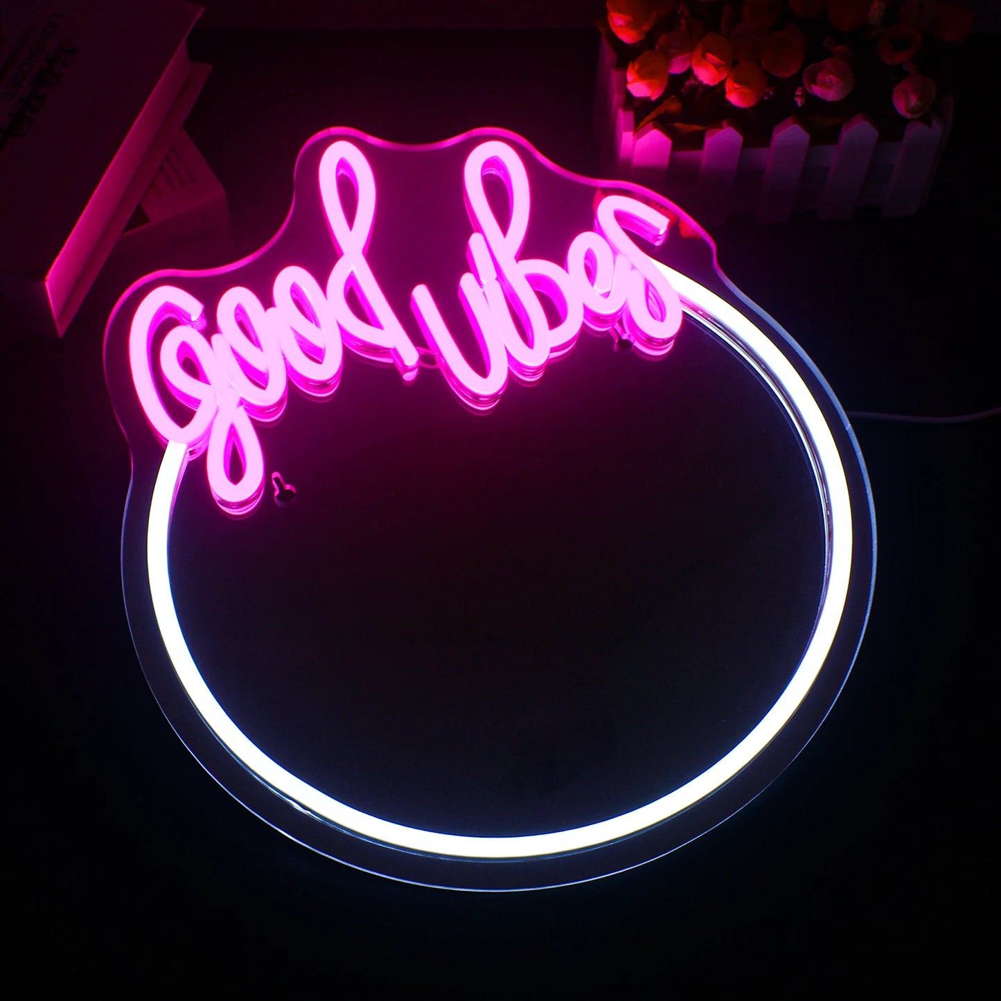 Good Vibes Mirror 5V USB LED Neon Sign - Budget Friendly