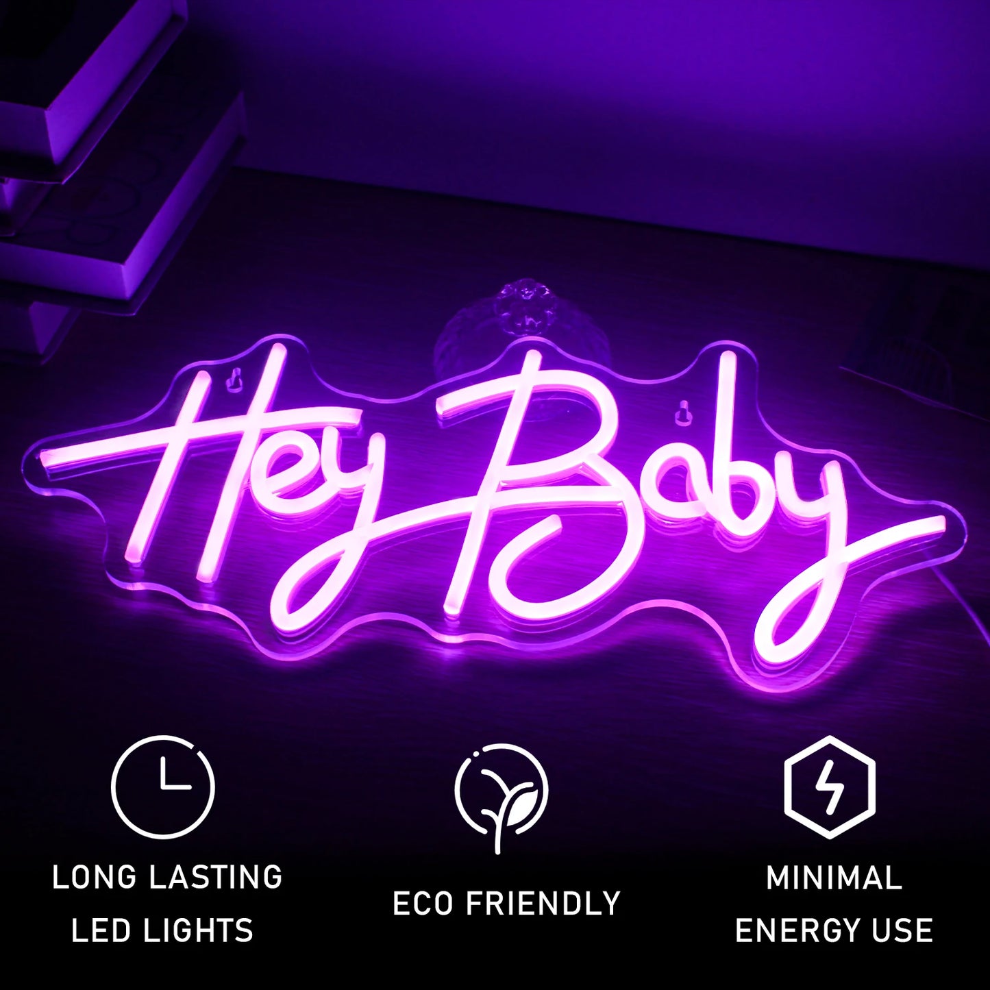 Hey Baby 5V USB LED Neon Sign - Budget Friendly
