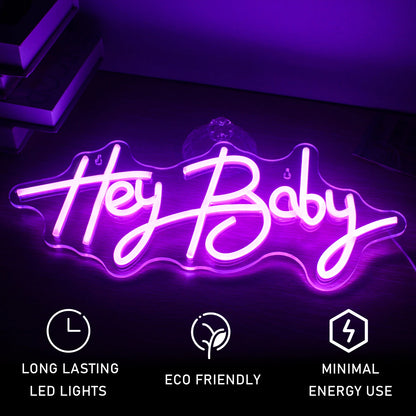 Hey Baby 5V USB LED Neon Sign - Budget Friendly