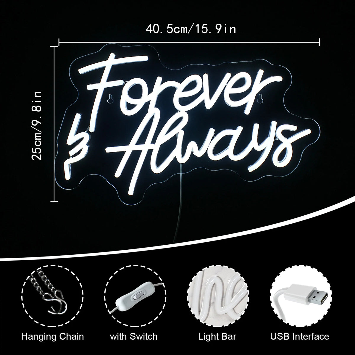 Forever & Always 5V USB LED Neon Sign - Budget Friendly