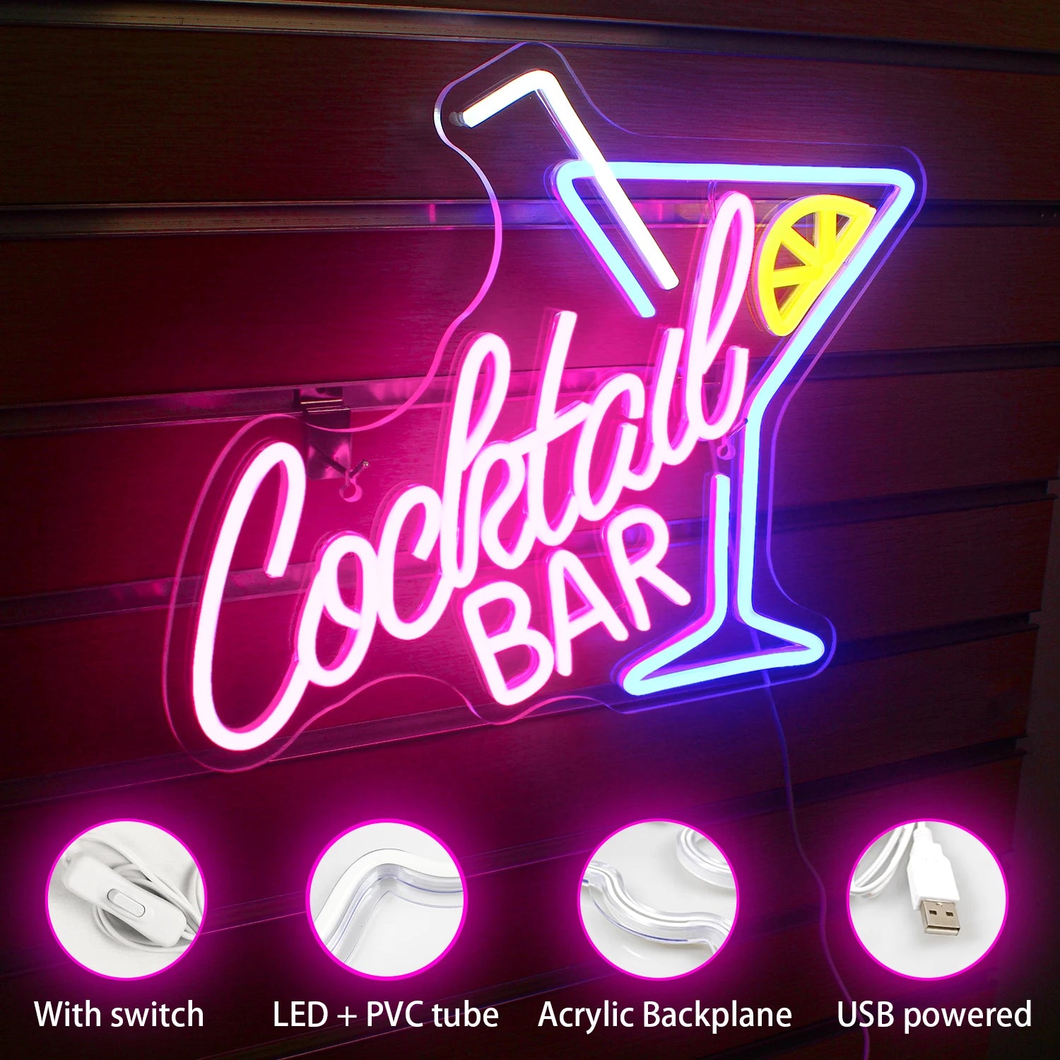 Cocktailbar 5V USB LED Neon Sign - Budgetvriendelijk