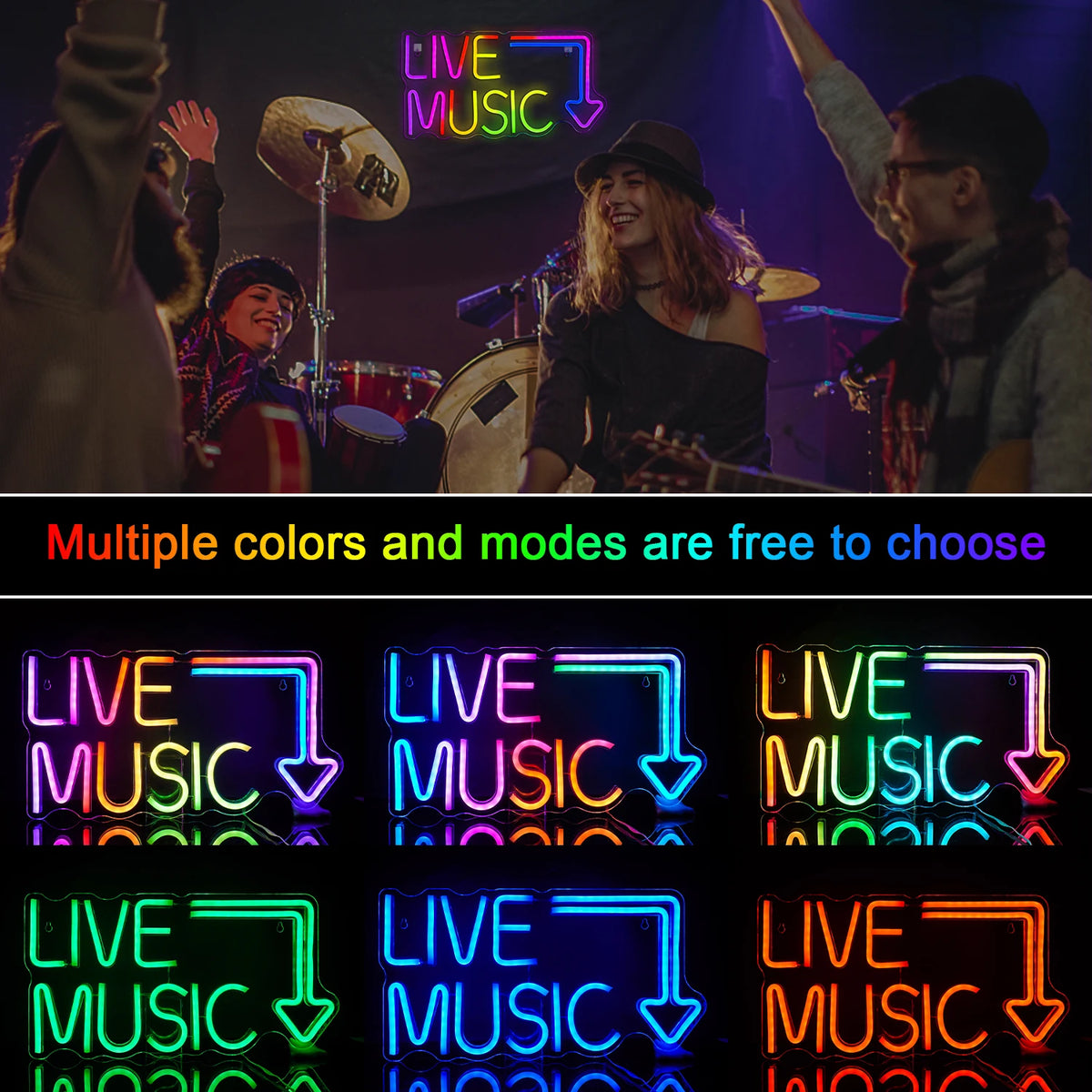 Live Music – Pijl – LED-neonbord (5 V USB)