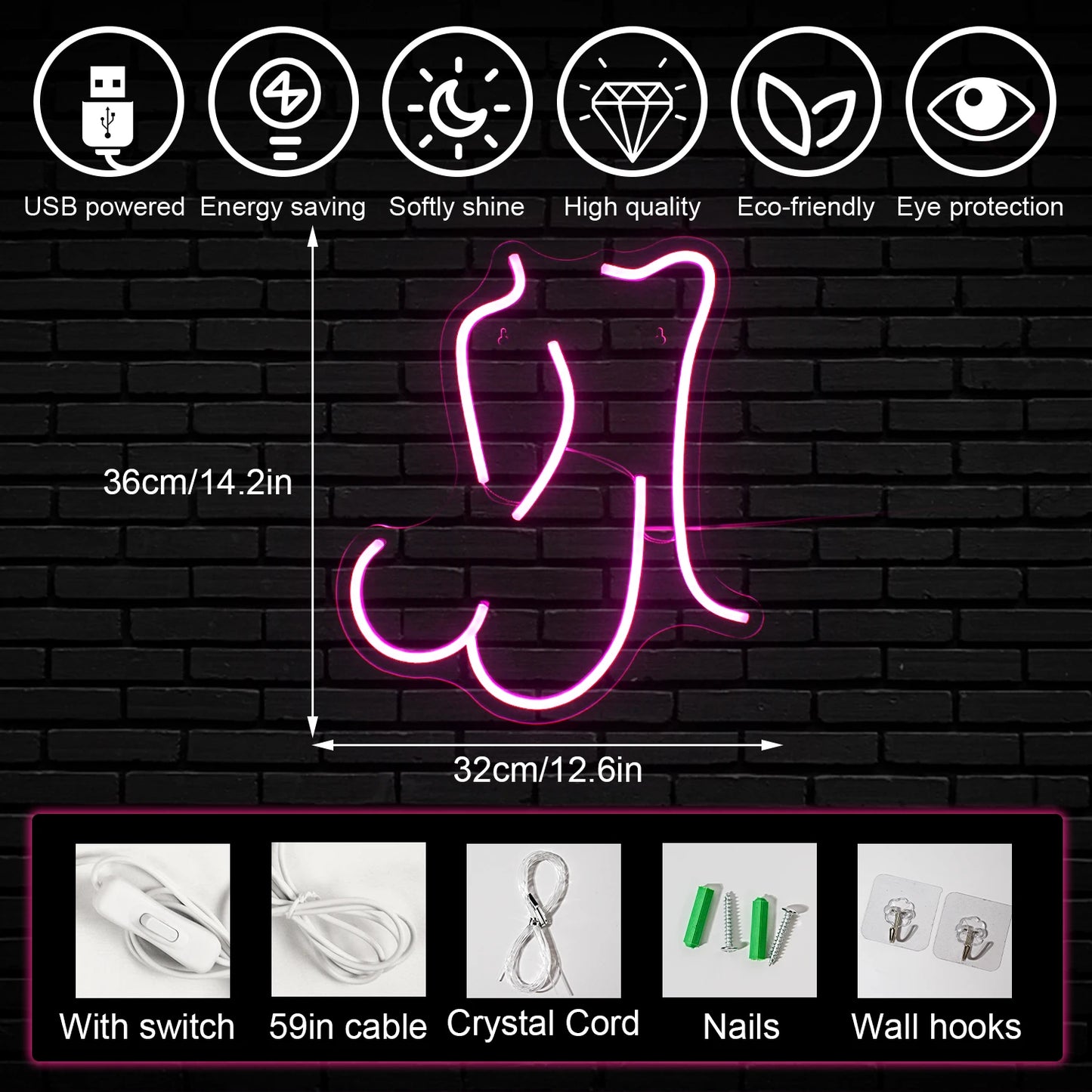 Sexy Lady 5V USB LED Neon Sign - Budgetvriendelijk