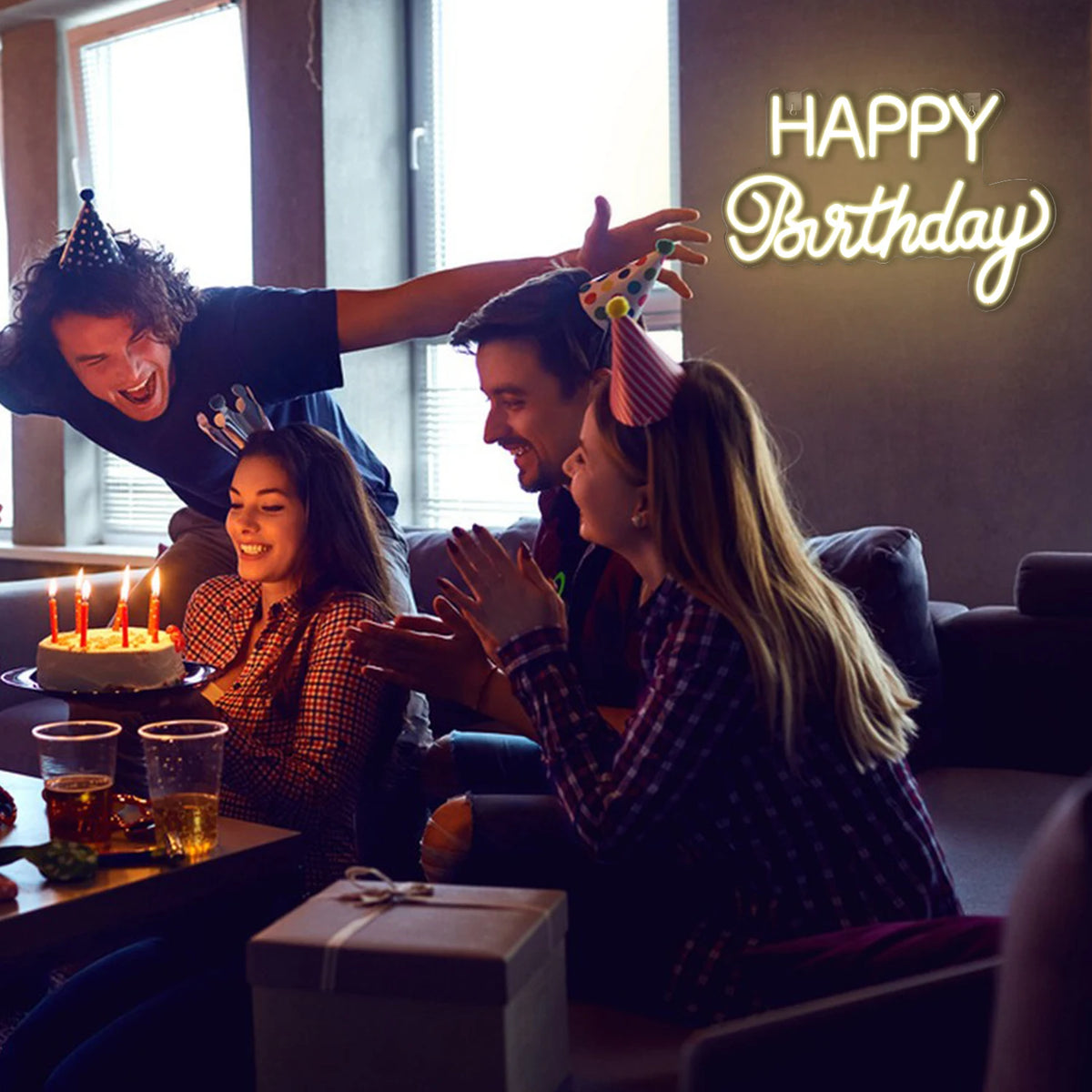 Happy Birthday – LED-neonbord (5 V USB)