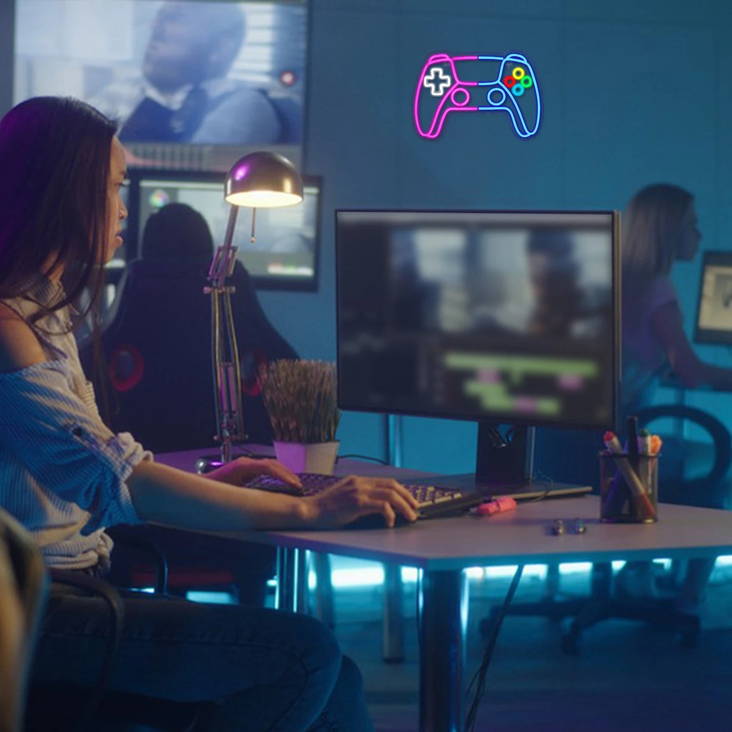 Pink Blue Games Console 5V USB LED Neon Sign - Budget Friendly