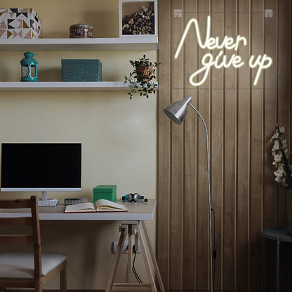 Never Give Up 5V USB LED Neon Sign - Budget Friendly