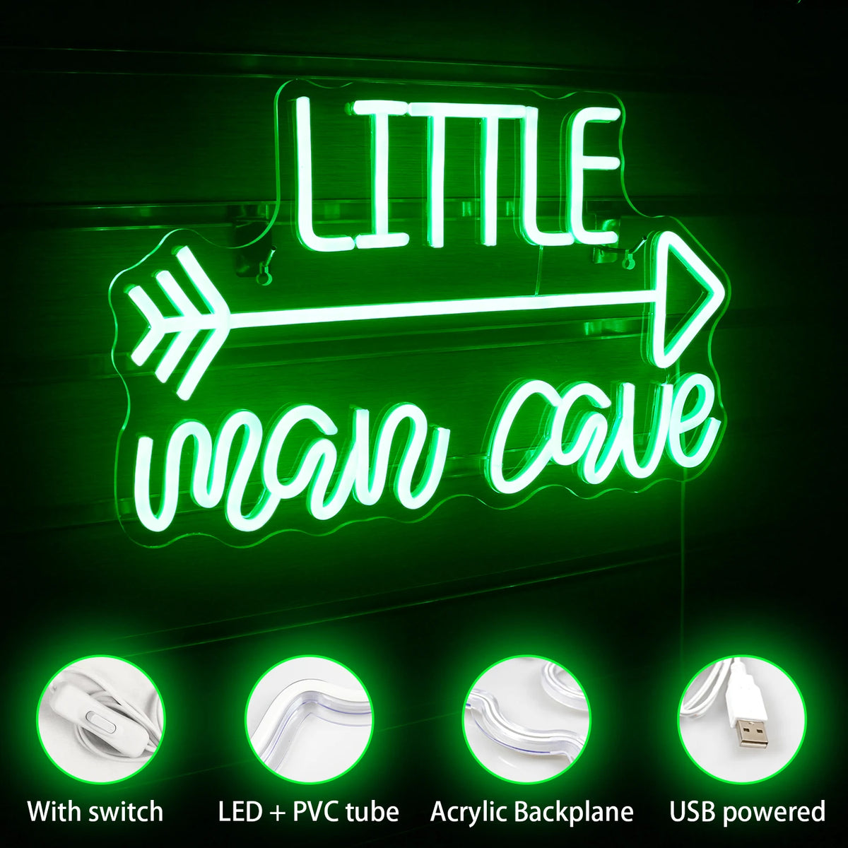 LITTLE man cave – Pijl – LED-neonbord (5 V USB)
