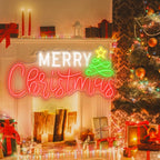 Merry Christmas – Kerstboom en ster – LED-neonbord (5 V USB)