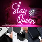 Slay Queen – Hart – LED-neonbord (5 V USB)