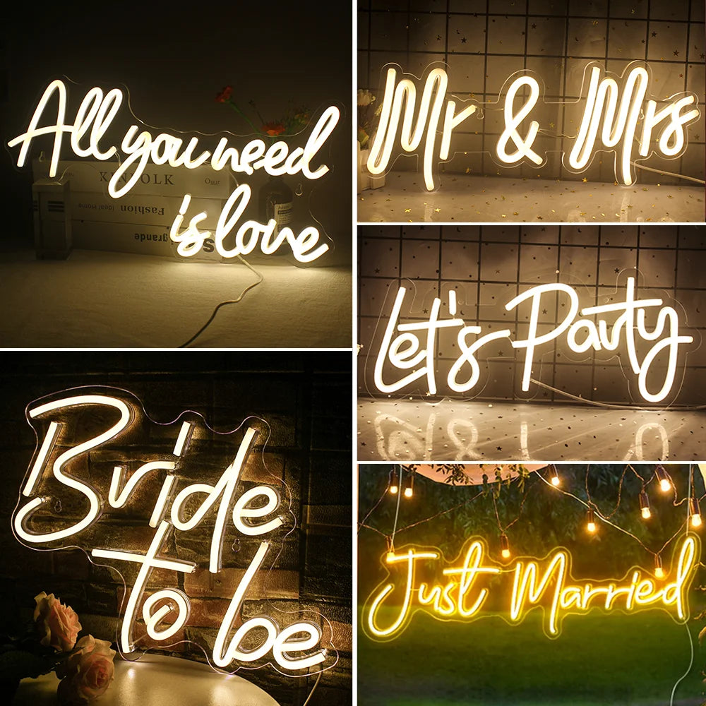 Vaste bruiloftsteksten – LED-neonbord (5 V USB)