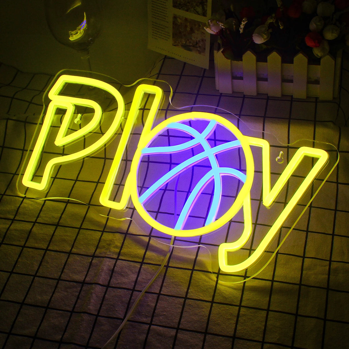 Play – Basketbal in plaats van de A – LED-neonbord (5 V USB)