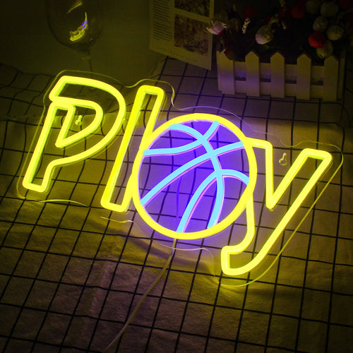 Play – Basketbal in plaats van de A – LED-neonbord (5 V USB)