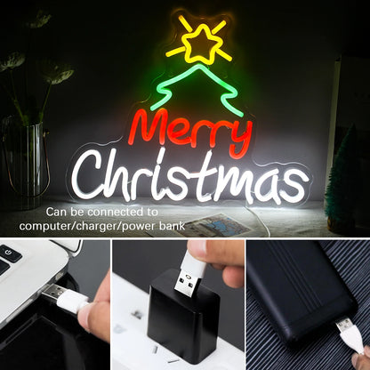 Merry Christmas 5V USB LED Neon Sign - Budget Friendly