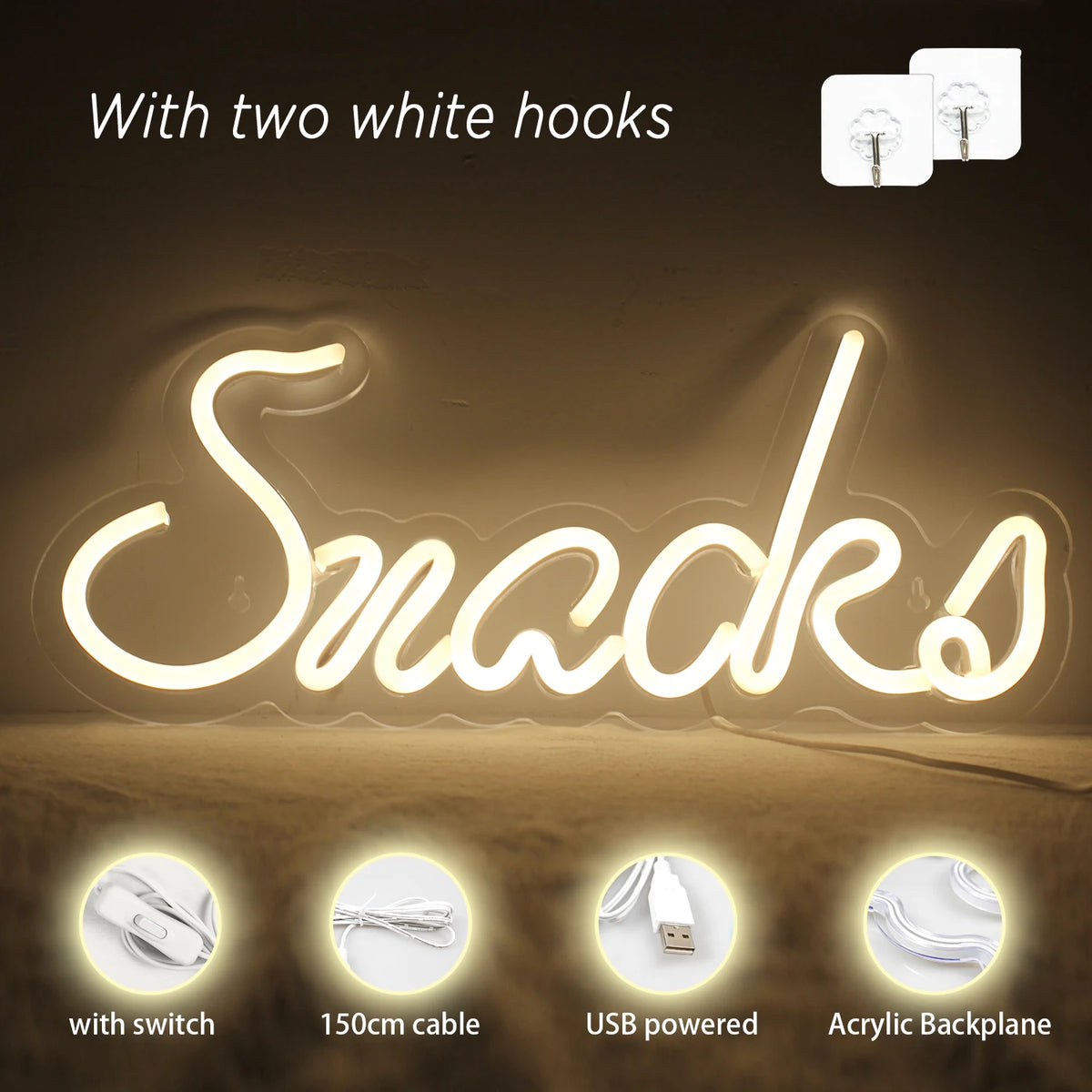 Snacks – LED-neonreclame (5 V USB)