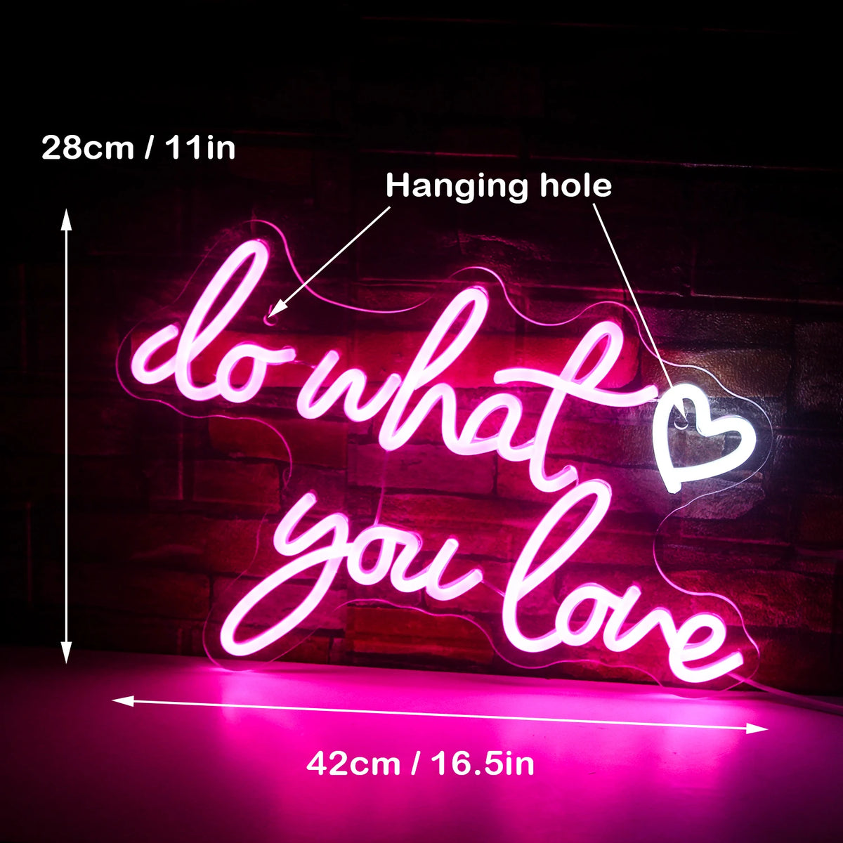 do what you love – Hart – LED-neonbord (5 V USB)
