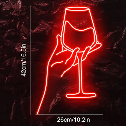 Red Wine Glass 5V USB LED Neon Sign - Budget Friendly
