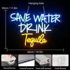 Save Water Drink Tequila 5V USB LED Neon Sign - Budget Friendly