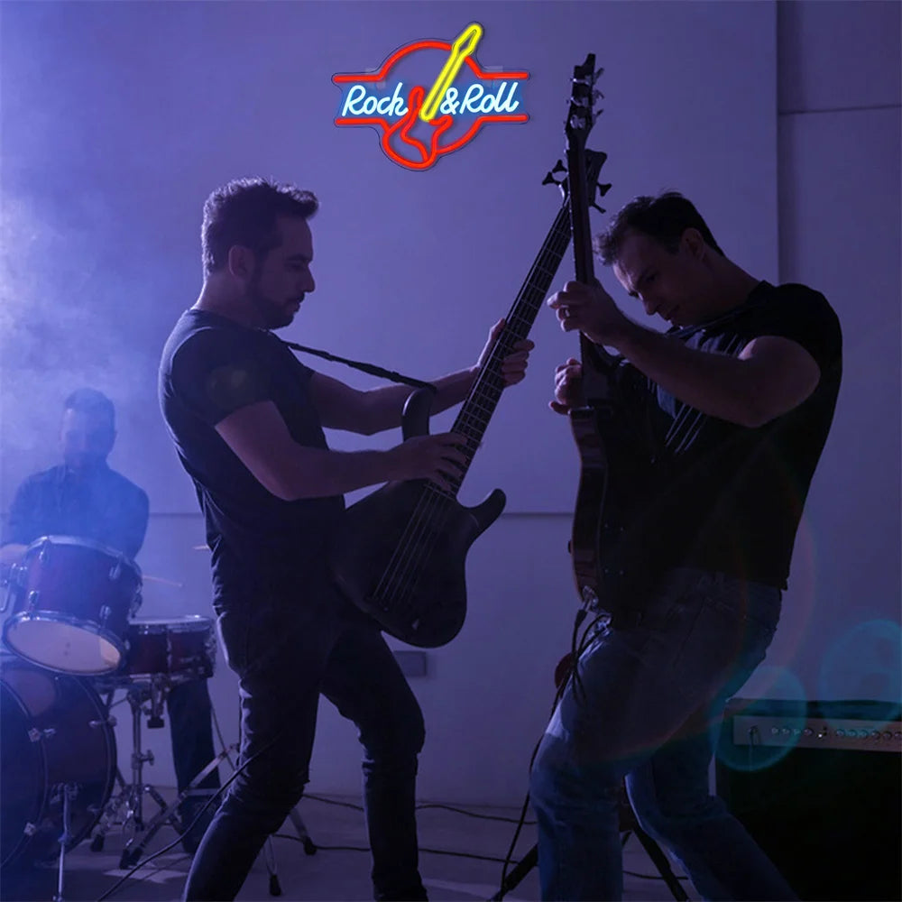 Guitar Rock and Roll 5V USB LED Neon Sign - Budget Friendly