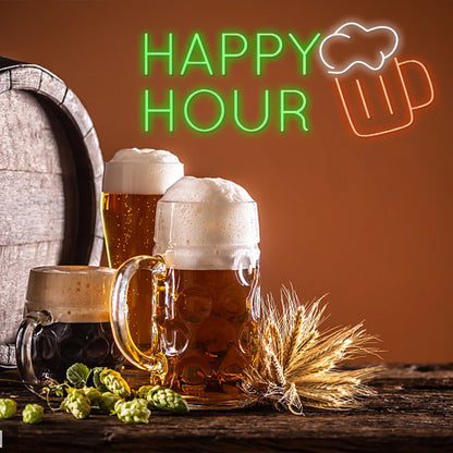 Happy Hour 5V USB LED Neon Sign - Budget Friendly