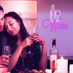 Wine – Wijnfles en glas met rodewijnthema – LED-neonreclame (5 V USB)