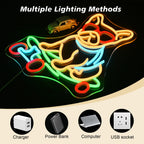 Skateboardende hond – LED-neonbord (5 V USB)