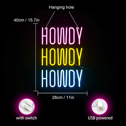 Howdy 5V USB LED Neon Sign - Budget Friendly