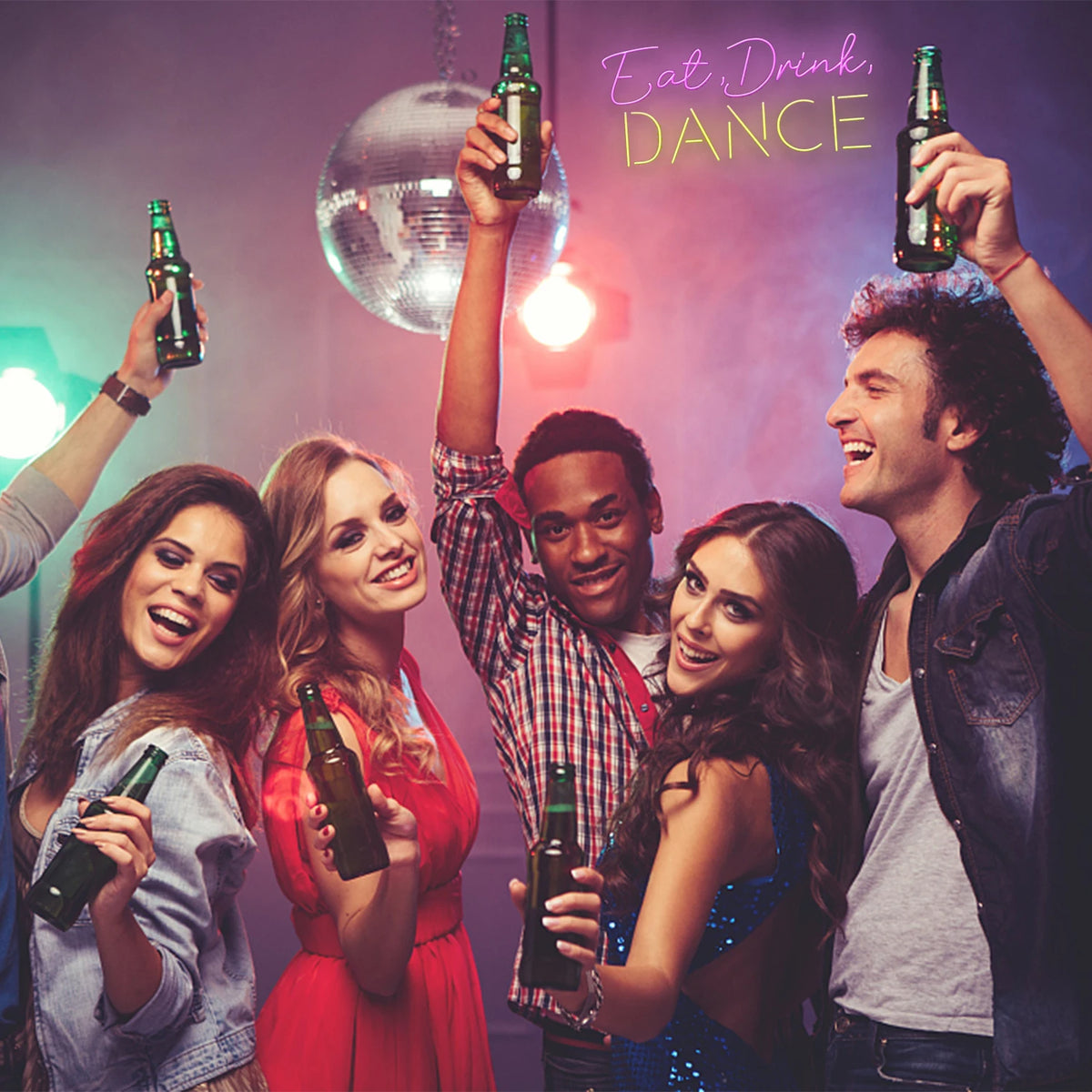Eat, Drink, DANCE – LED-neonreclame (5 V USB)