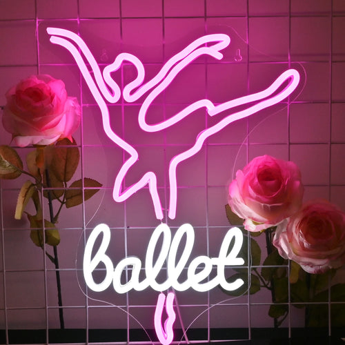 Een levendig en kleurrijk LED-neonbord met het woord "Dancing" in een stijlvol, cursief lettertype.