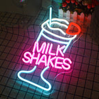 MILK SHAKES – Milkshakeglas – LED-neonreclame (5 V USB)