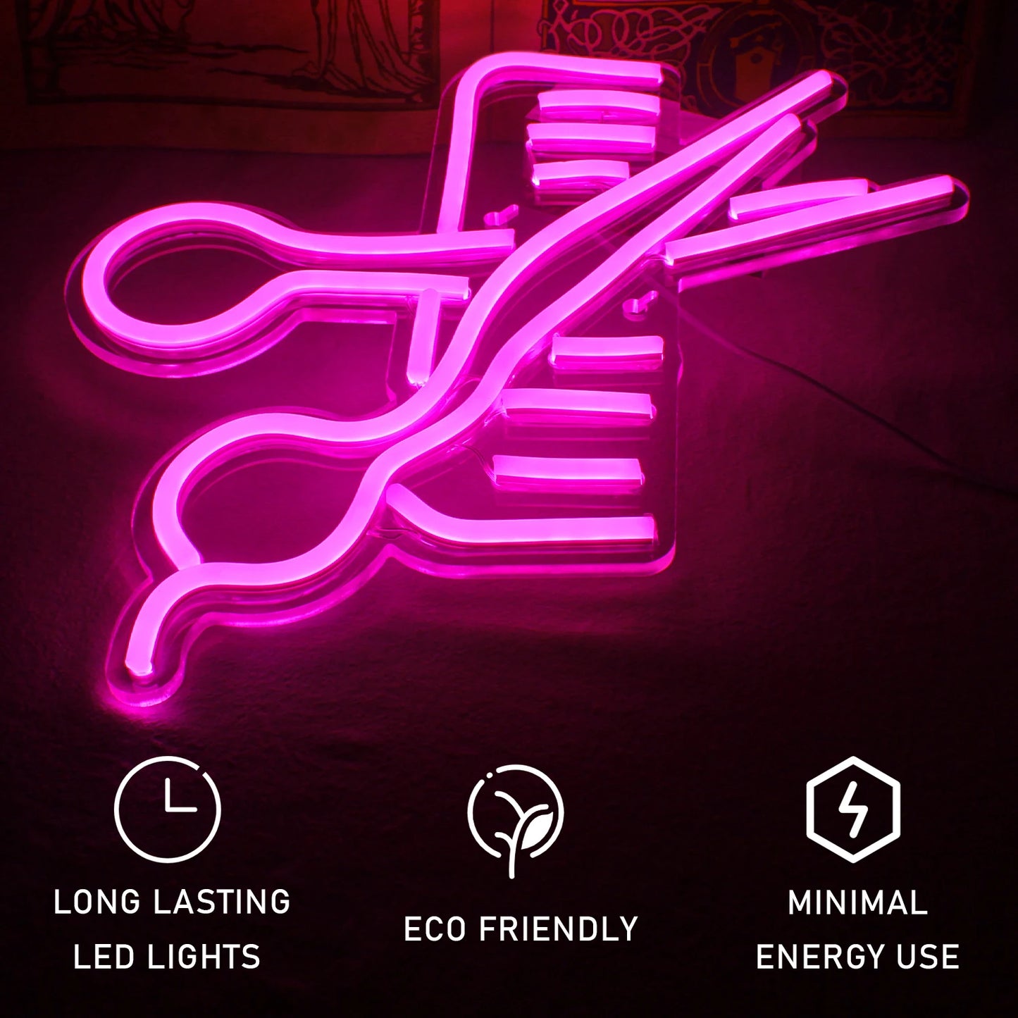 Scissors Comb 5V USB LED Neon Sign - Budget Friendly