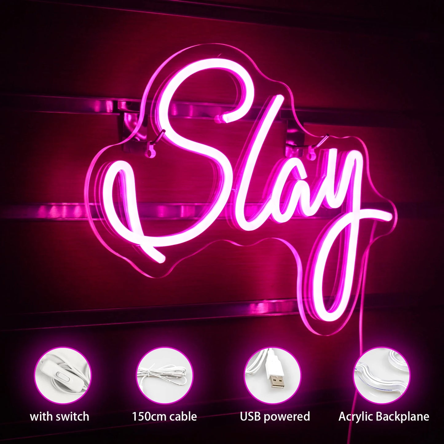 Slay 5V USB LED Neon Sign - Budget Friendly