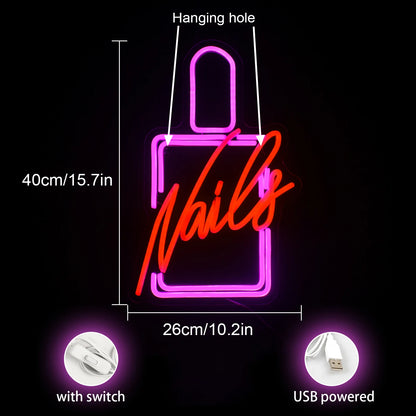 Nails 5V USB LED Neon Sign - Budget Friendly