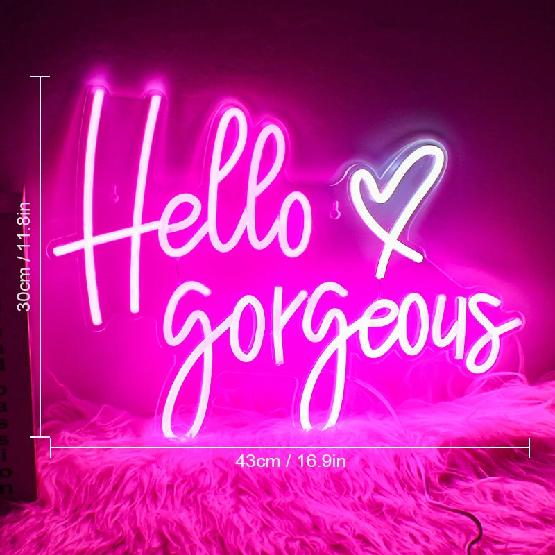 Hello Gorgeous 5V USB LED Neon Sign - Budget Friendly
