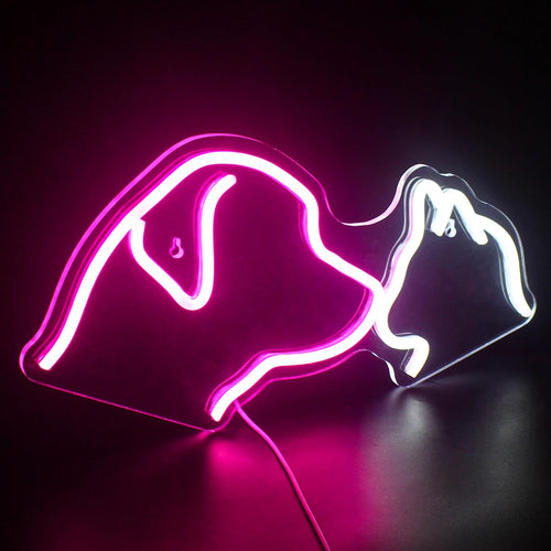 Hond en kat – LED-neonbord (5 V USB)