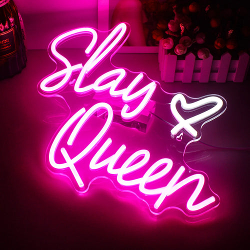 Slay Queen – Hart – LED-neonbord (5 V USB)
