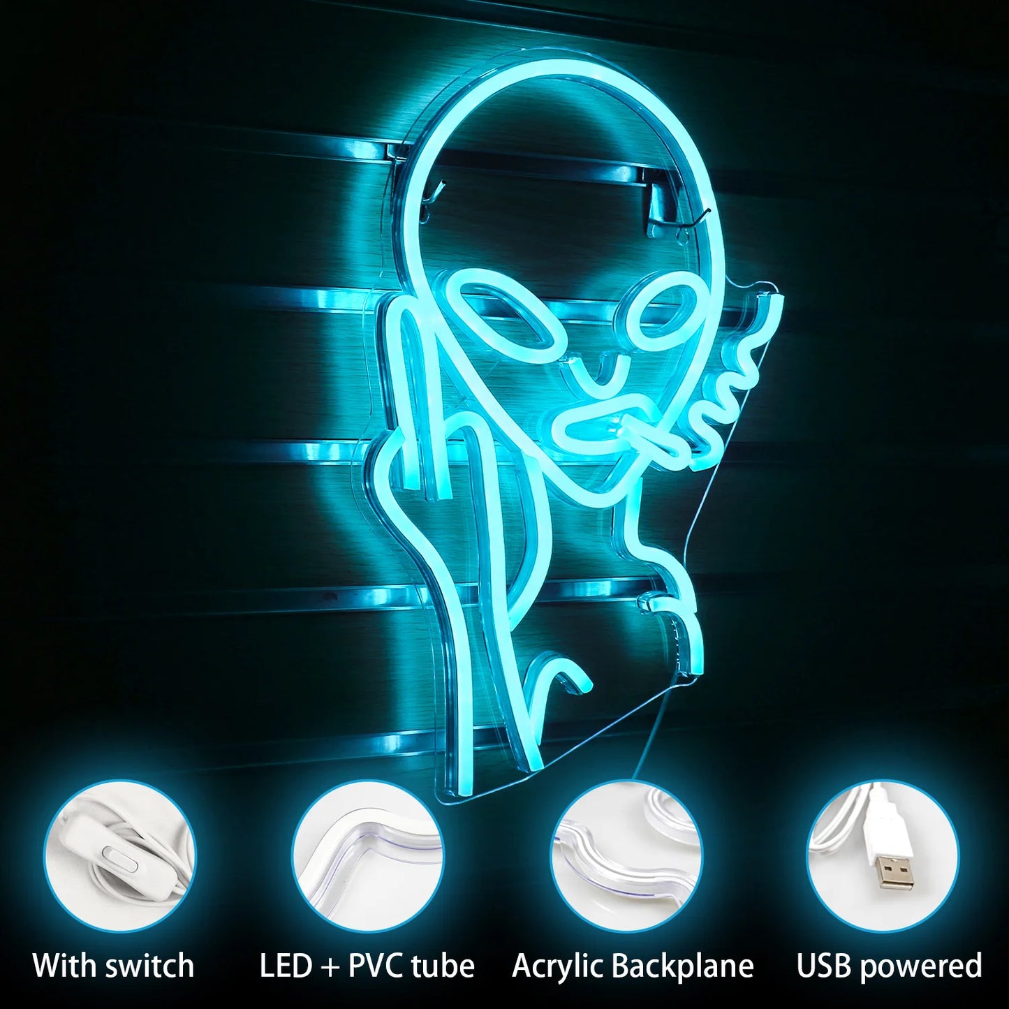 Smoking Alien 5V USB LED Neon Sign - Budget Friendly