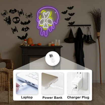 Purple Skeleton 5V USB LED Neon Sign - Budget Friendly