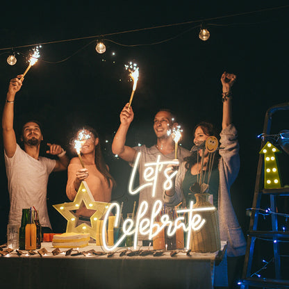 Let's Celebrate 5V USB LED Neon Sign - Budget Friendly
