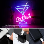 Cocktails – Martiniglas – LED-neonreclame (5 V USB)