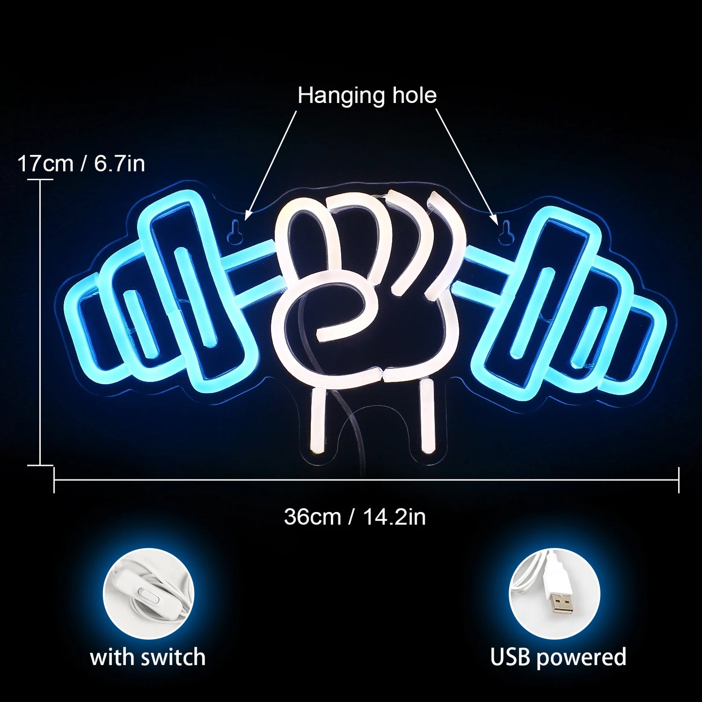 Haltergewichtheffen 5V USB LED Neon Sign - Budgetvriendelijk