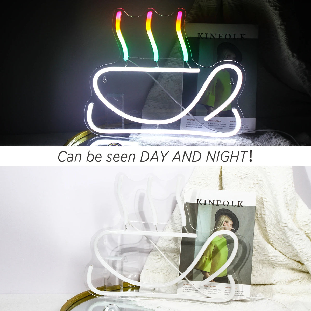 Kleurrijk koffiemotief – LED-neonreclame (5 V USB)
